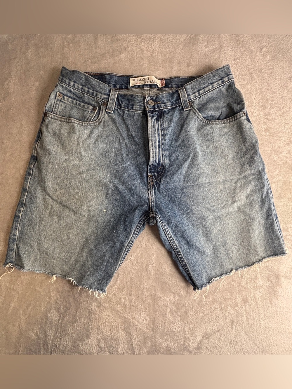 Levi's 559 Distressed Light Blue Cutoff Jean Shorts ~ 34 waist